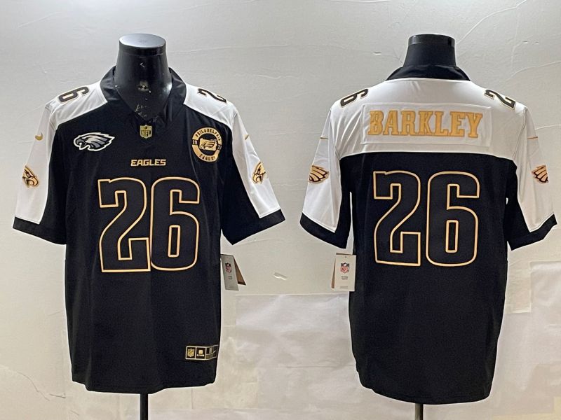 Men Philadelphia Eagles #26 Barkley Black Thanksgiving three generations 2025 Nike Vapor Limited NFL Jersey style 3
